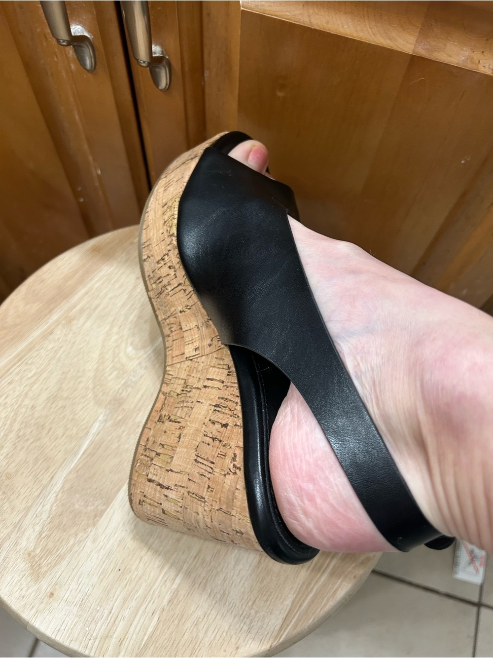 Black Cork Wedge Sandals for Women
